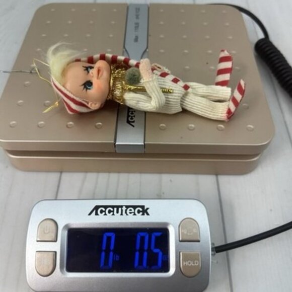 Vintage Rubber Face Pixie Elf Christmas Ornament Japan White Red 5" - Picture 6 of 6